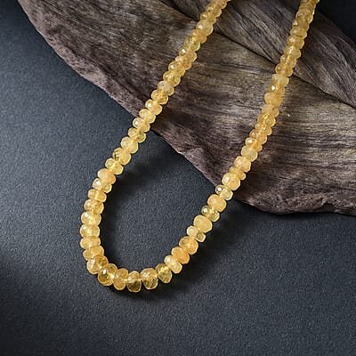 D'Joy Brazilian Heliodor 75.00 ctw Beaded Necklace 18-20 Inches in Rhodium Over Sterling Silver 