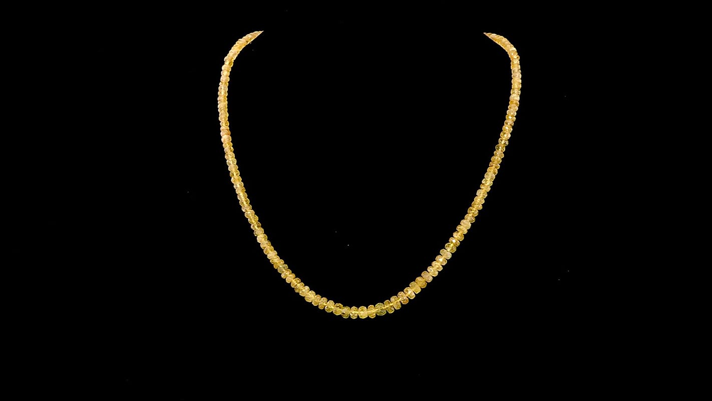 D'Joy Brazilian Heliodor 75.00 ctw Beaded Necklace 18-20 Inches in Rhodium Over Sterling Silver