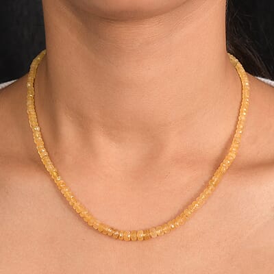 D'Joy Brazilian Heliodor 75.00 ctw Beaded Necklace 18-20 Inches in Rhodium Over Sterling Silver 