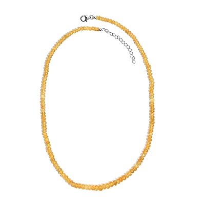 D'Joy Brazilian Heliodor 75.00 ctw Beaded Necklace 18-20 Inches in Rhodium Over Sterling Silver 