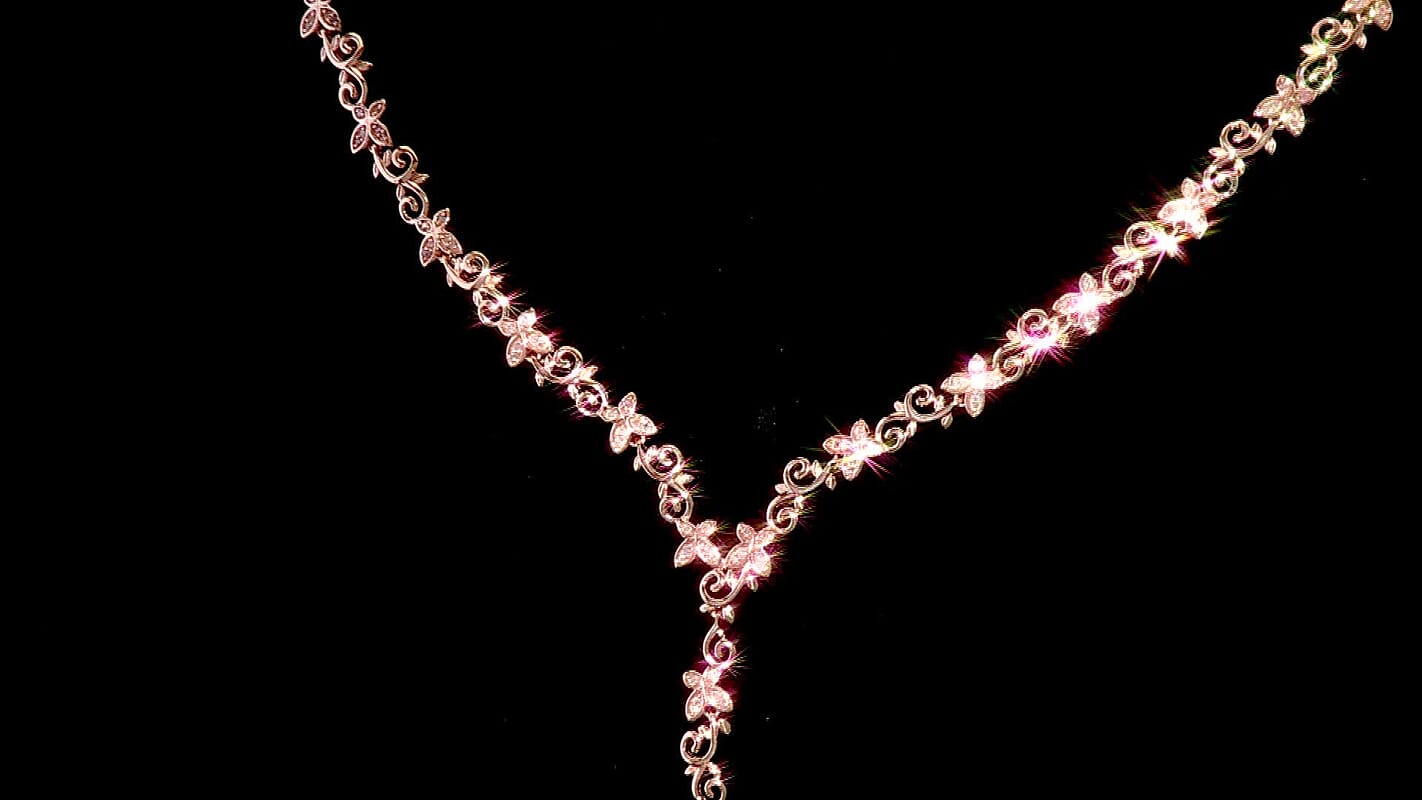 D'Joy Uncut Natural Pink Diamond 0.55 ctw Butterfly Necklace in 18K Vermeil Rose Gold Over Sterling Silver 18-20 Inches
