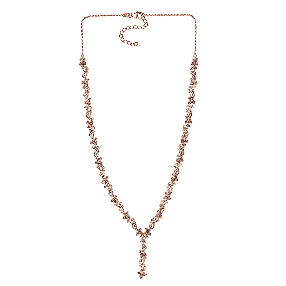 D'Joy Uncut Natural Pink Diamond 0.55 ctw Butterfly Necklace in 18K Vermeil Rose Gold Over Sterling Silver 18-20 Inches image number 3