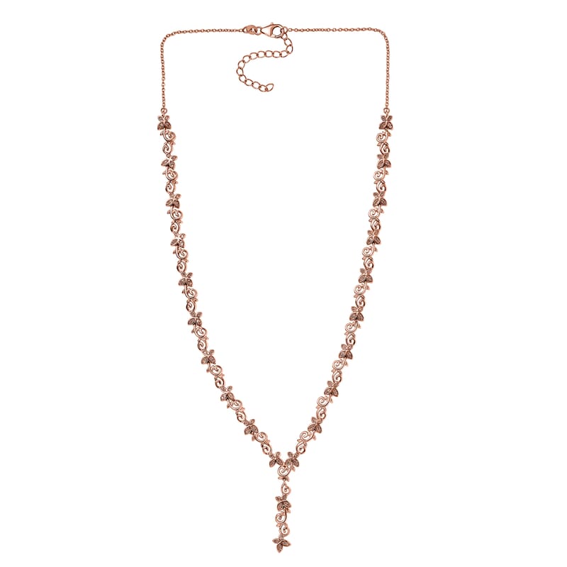 D'Joy Uncut Natural Pink Diamond 0.55 ctw Butterfly Necklace in 18K Vermeil Rose Gold Over Sterling Silver 18-20 Inches