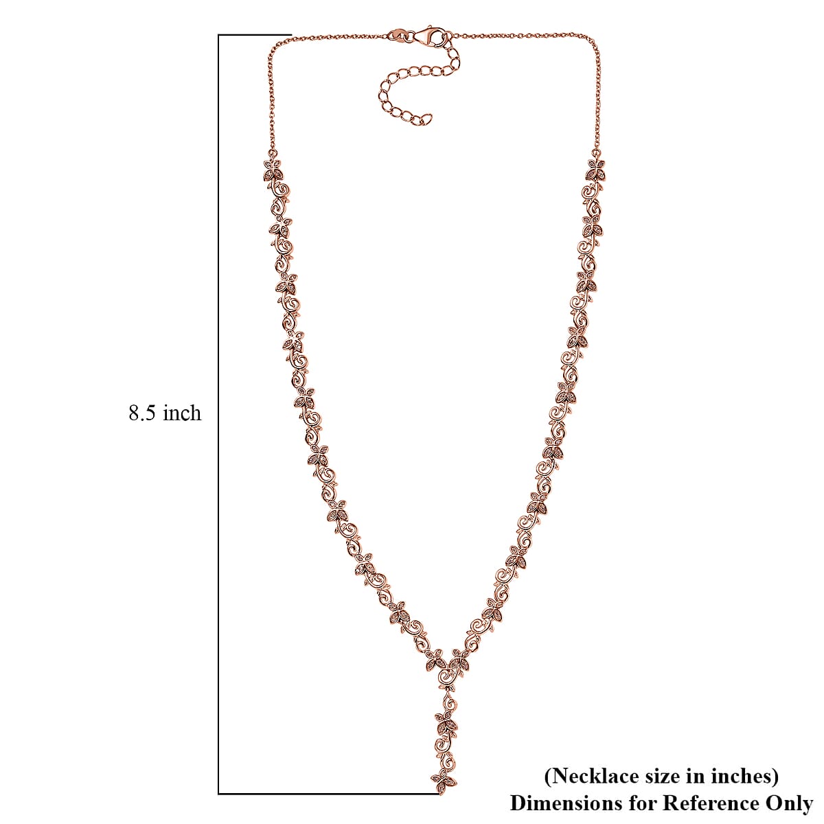 D'Joy Uncut Natural Pink Diamond 0.55 ctw Butterfly Necklace in 18K Vermeil Rose Gold Over Sterling Silver 18-20 Inches image number 5