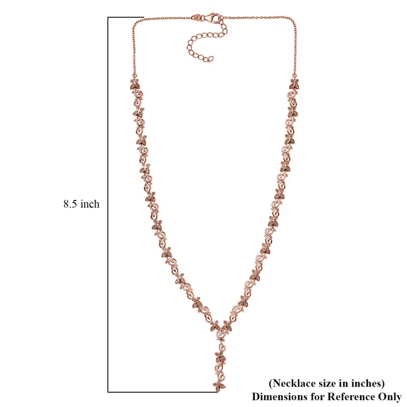 D'Joy Uncut Natural Pink Diamond 0.55 ctw Butterfly Necklace in 18K Vermeil Rose Gold Over Sterling Silver 18-20 Inches