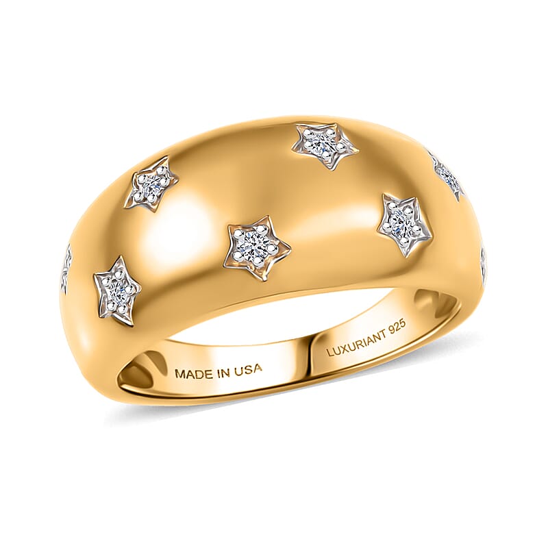 Luxuriant Lab Grown Diamond Ring in 14K Vermeil YG Over Sterling Silver 0.20 ctw (Size 7.0)
