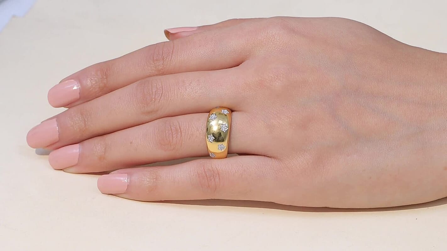 Luxuriant Lab Grown Diamond (G-H, SI) Ring in 14K Vermeil YG Over Sterling Silver (Size 7.0) 0.20 ctw