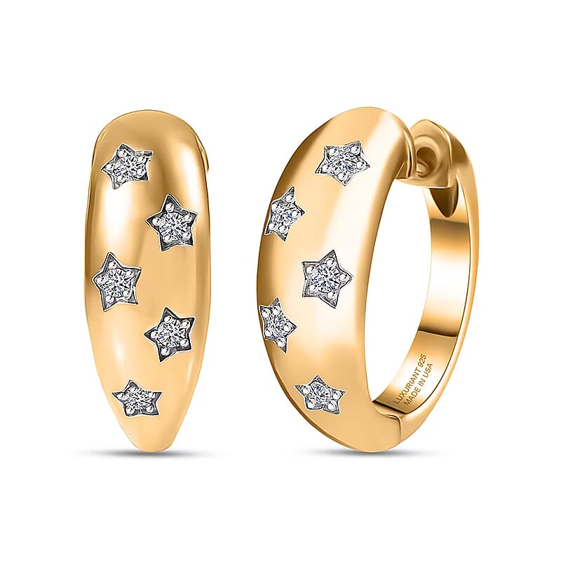 Luxuriant Lab Grown Diamond Earrings in 14K Vermeil YG Over Sterling Silver 0.15 ctw (G-H, SI)