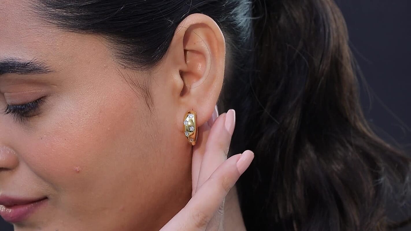 Luxuriant Lab Grown Diamond Earrings in 14K Vermeil YG Over Sterling Silver 0.15 ctw (G-H, SI)