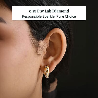 Luxuriant Lab Grown Diamond Earrings in 14K Vermeil YG Over Sterling Silver 0.15 ctw (G-H, SI)