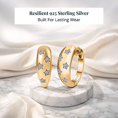Luxuriant Lab Grown Diamond Earrings in 14K Vermeil YG Over Sterling Silver 0.15 ctw (G-H, SI)