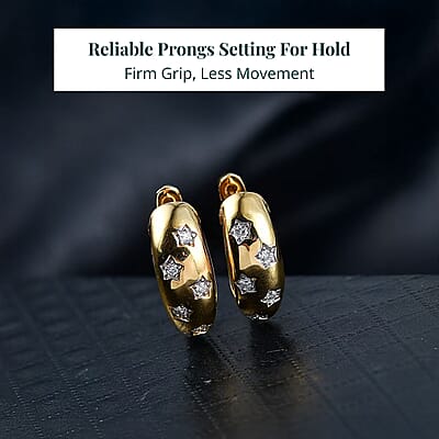 Luxuriant Lab Grown Diamond Earrings in 14K Vermeil YG Over Sterling Silver 0.15 ctw (G-H, SI)