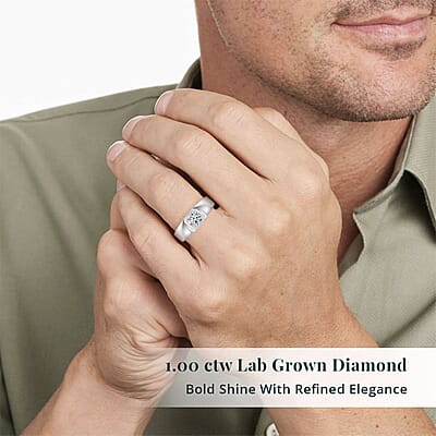 Luxuriant Lab Grown Diamond E-F VS 1.00 ctw Men's Ring in 950 Palladium (Size 10.0)