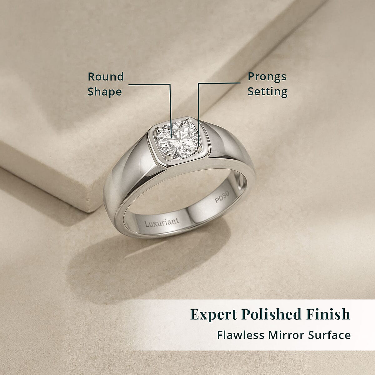 Luxuriant Lab Grown Diamond E-F VS 1.00 ctw Men's Ring in 950 Palladium (Size 11.5) image number 4