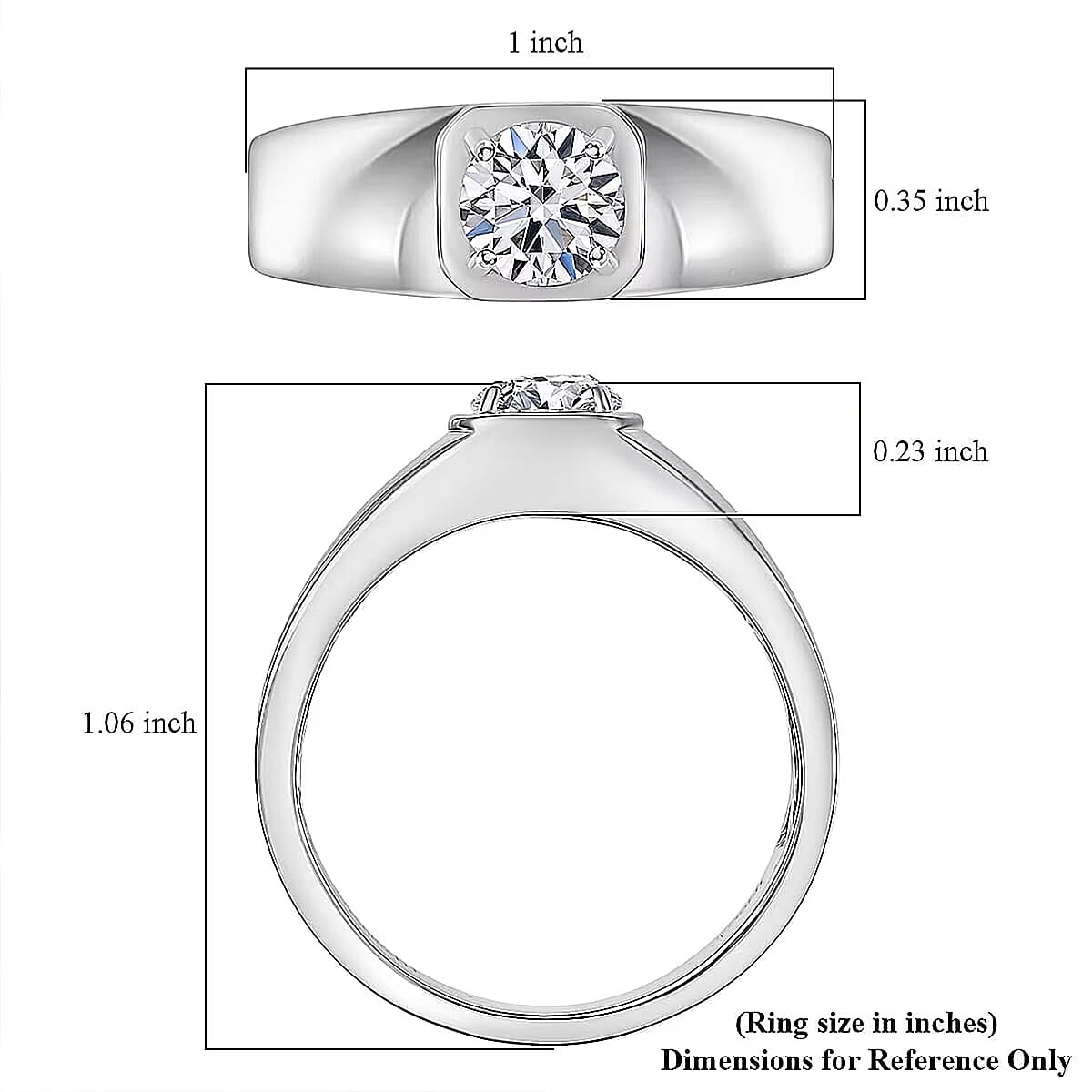 Luxuriant Lab Grown Diamond E-F VS 1.00 ctw Men's Ring in 950 Palladium (Size 11.5) image number 6