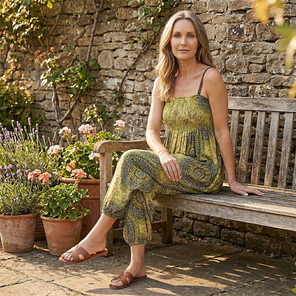 TLV Tamsy Lime Mandala 2 in 1 Harem Pant - One Size Fits Most image number 1