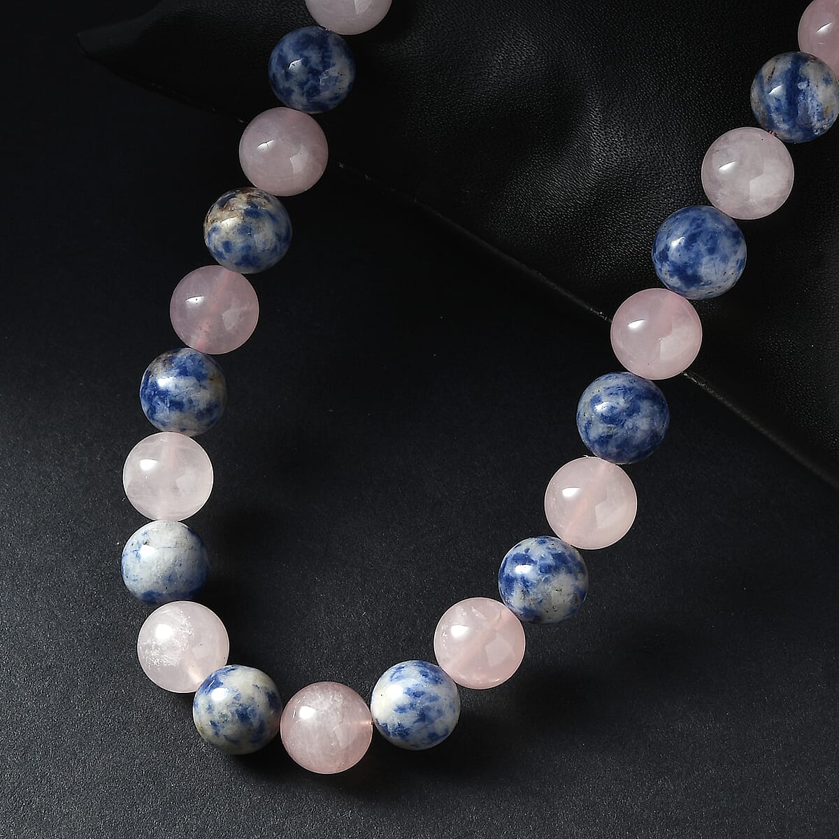Galilea Rose Quartz and Sodalite 330.00 ctw Beaded Necklace in Platinum Bond 20 Inches image number 1