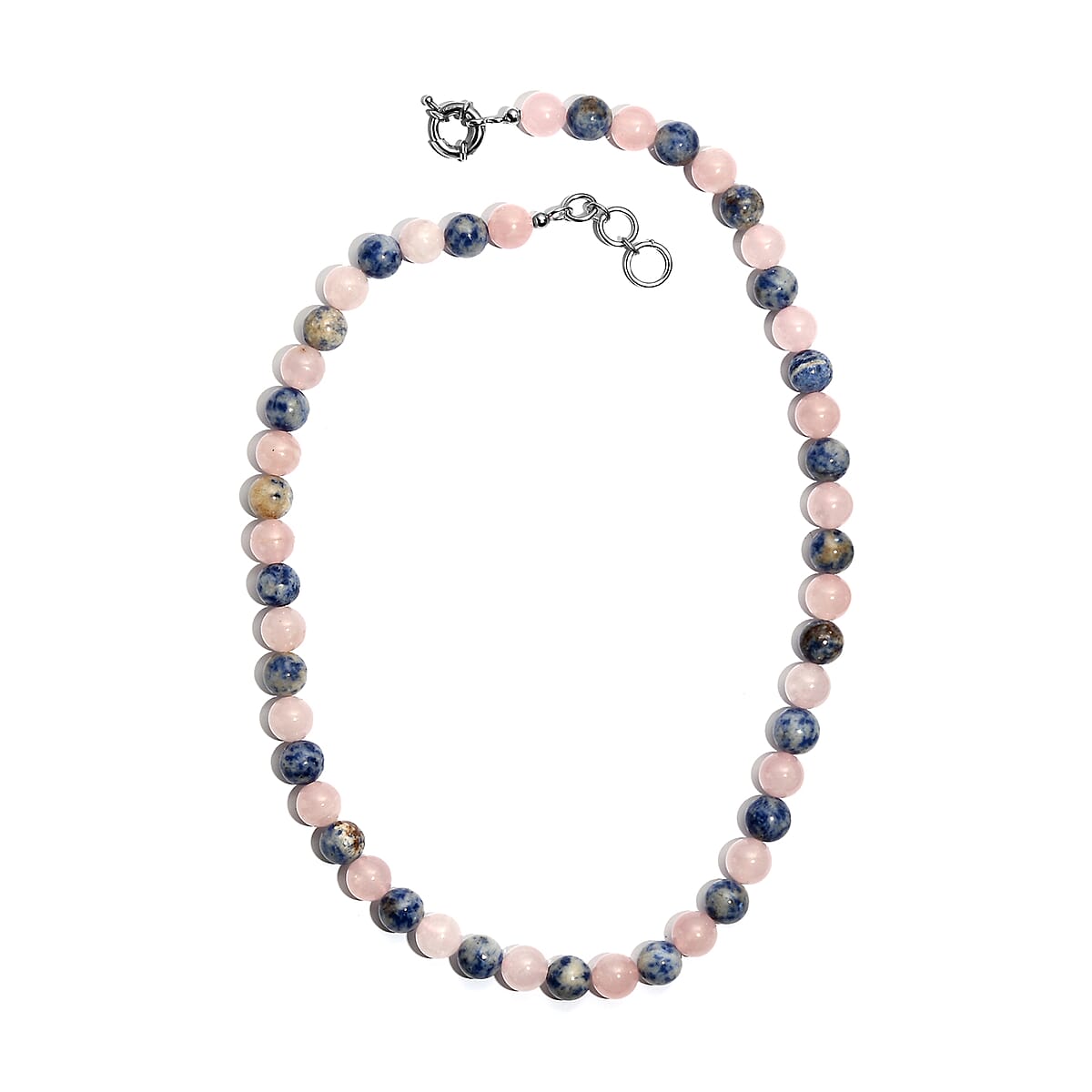 Galilea Rose Quartz and Sodalite 330.00 ctw Beaded Necklace in Platinum Bond 20 Inches image number 3