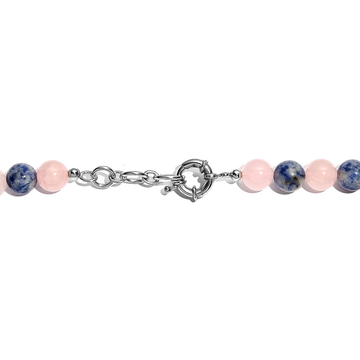 Galilea Rose Quartz and Sodalite 330.00 ctw Beaded Necklace in Platinum Bond 20 Inches image number 4