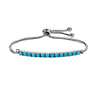 Sleeping Beauty Turquoise Fancy 1.96 ctw Bracelet in Stainless Steel (10.00 In)