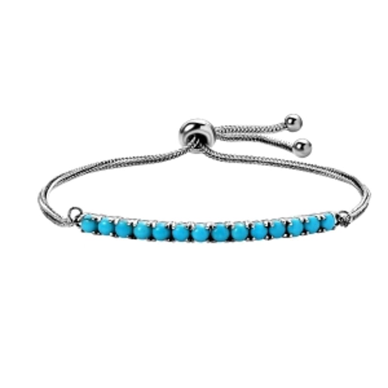 Sleeping Beauty Turquoise Fancy 1.96 ctw Bracelet in Stainless Steel (10.00 In)