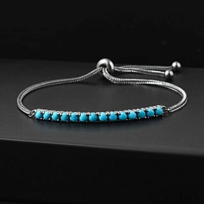 Sleeping Beauty Turquoise Fancy 1.96 ctw Bracelet in Stainless Steel (10.00 In)