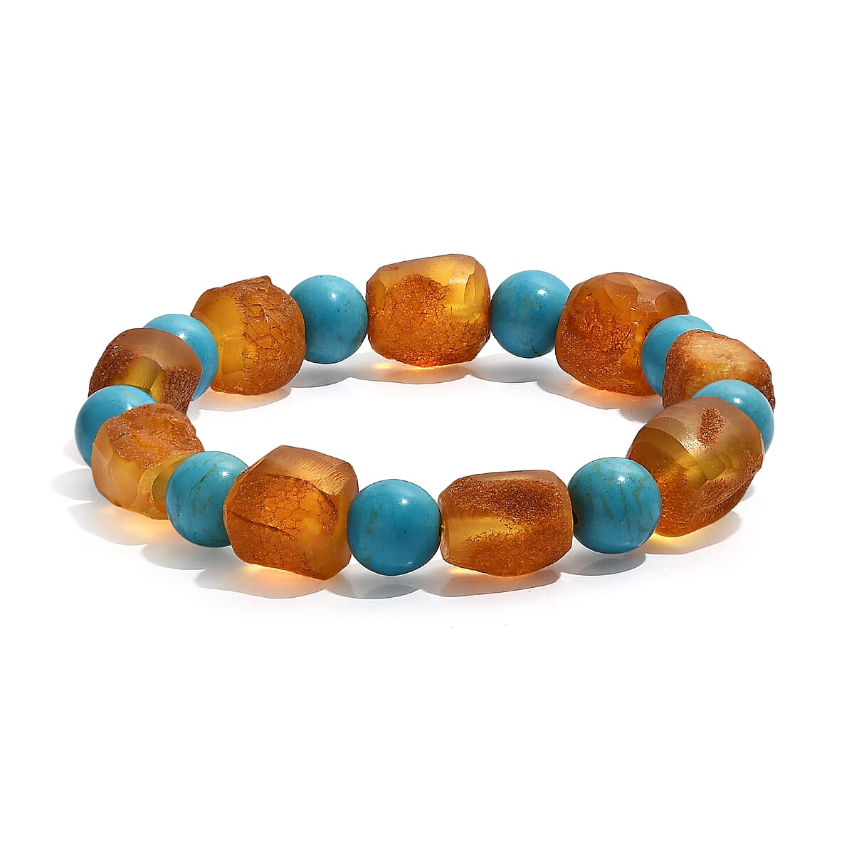 Baltic Amber and Magnesite Stretch Bracelet image number 0