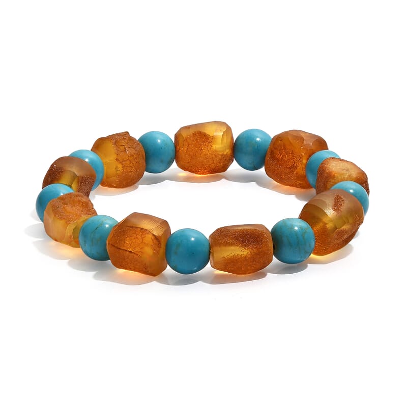 Baltic Amber and Magnesite Stretch Bracelet