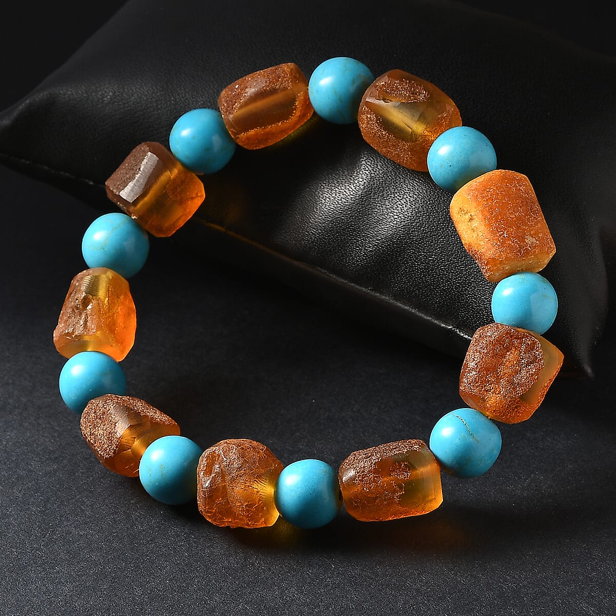Baltic Amber and Magnesite Stretch Bracelet image number 1