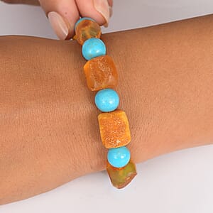 Baltic Amber and Magnesite Stretch Bracelet