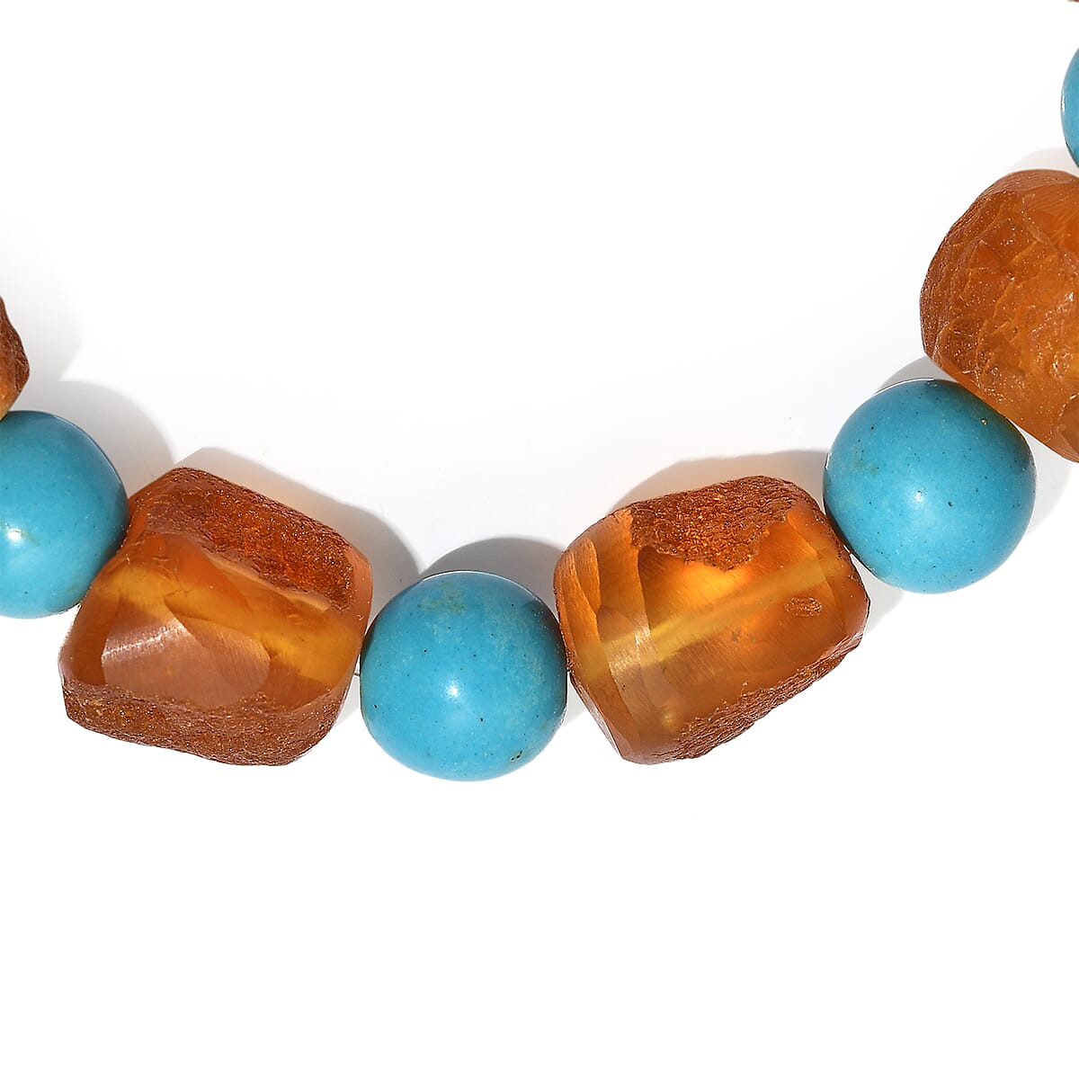 Baltic Amber and Magnesite Stretch Bracelet image number 3