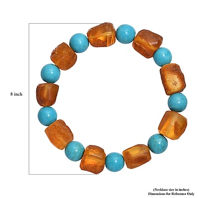 Baltic Amber and Magnesite Stretch Bracelet