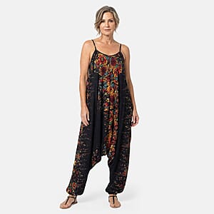 TLV Tamsy Black Floral 2 in 1 Harem Pant - One Size Fits Most