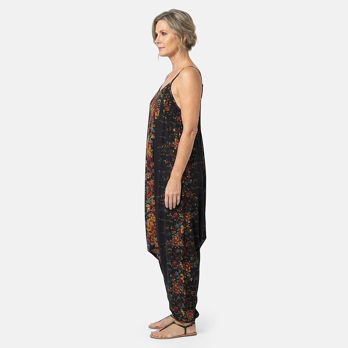 TLV Tamsy Black Floral 2 in 1 Harem Pant - One Size Fits Most image number 3