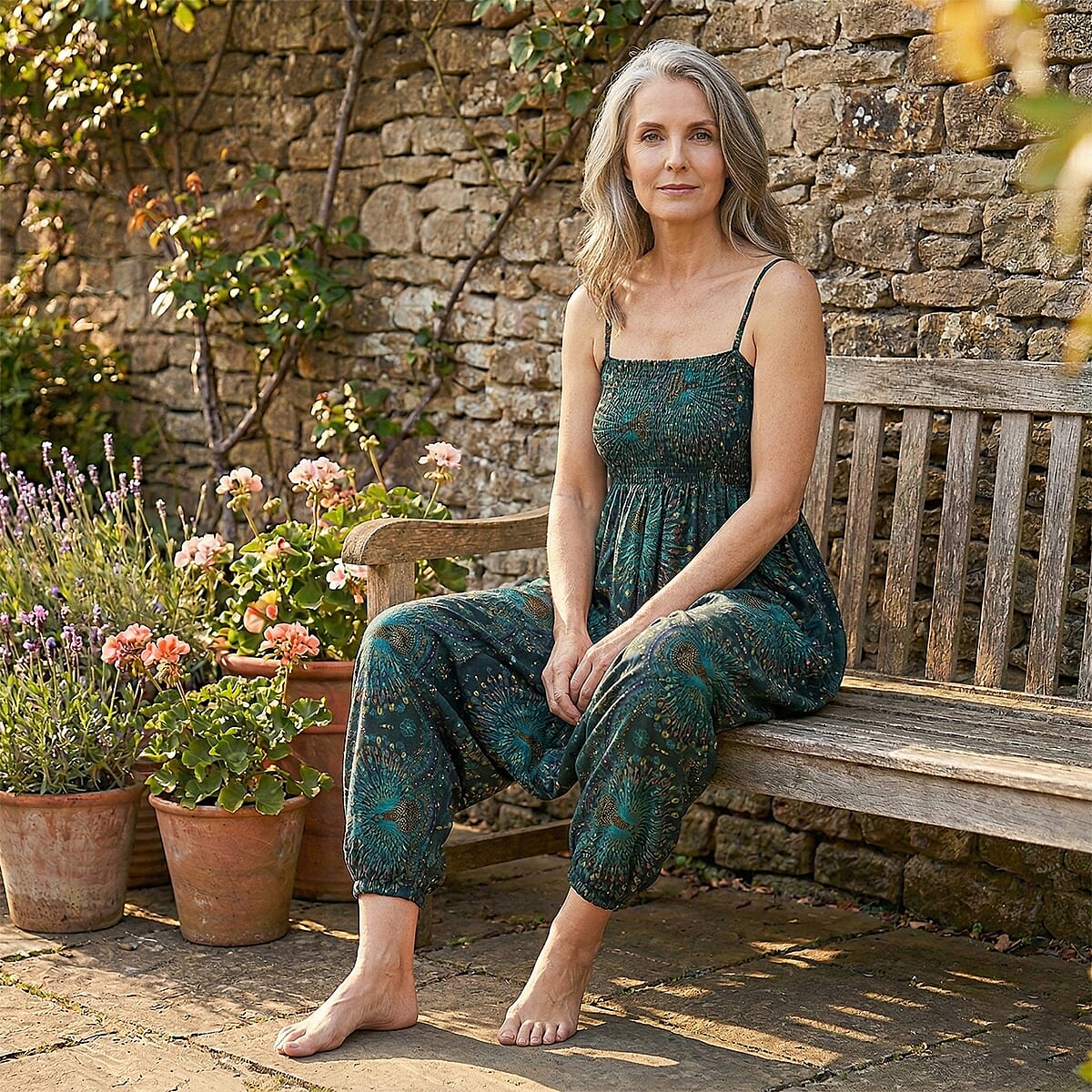 TLV Tamsy Tea Peacock 2 in 1 Harem Pant - One Size Fits Most image number 1