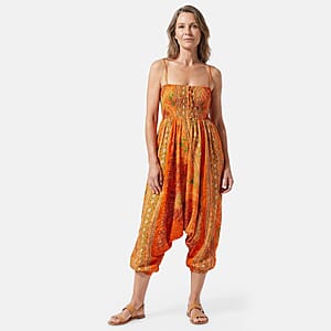 TLV Tamsy Orange Feather 2 in 1 Harem Pant - One Size Fits Most