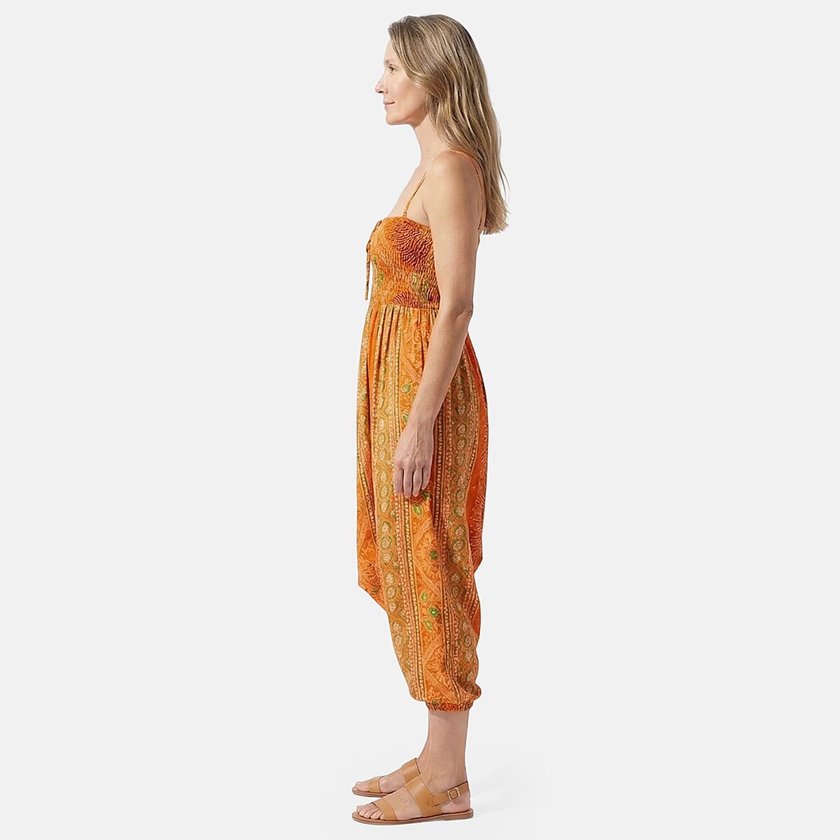 TLV Tamsy Orange Feather 2 in 1 Harem Pant - One Size Fits Most image number 3