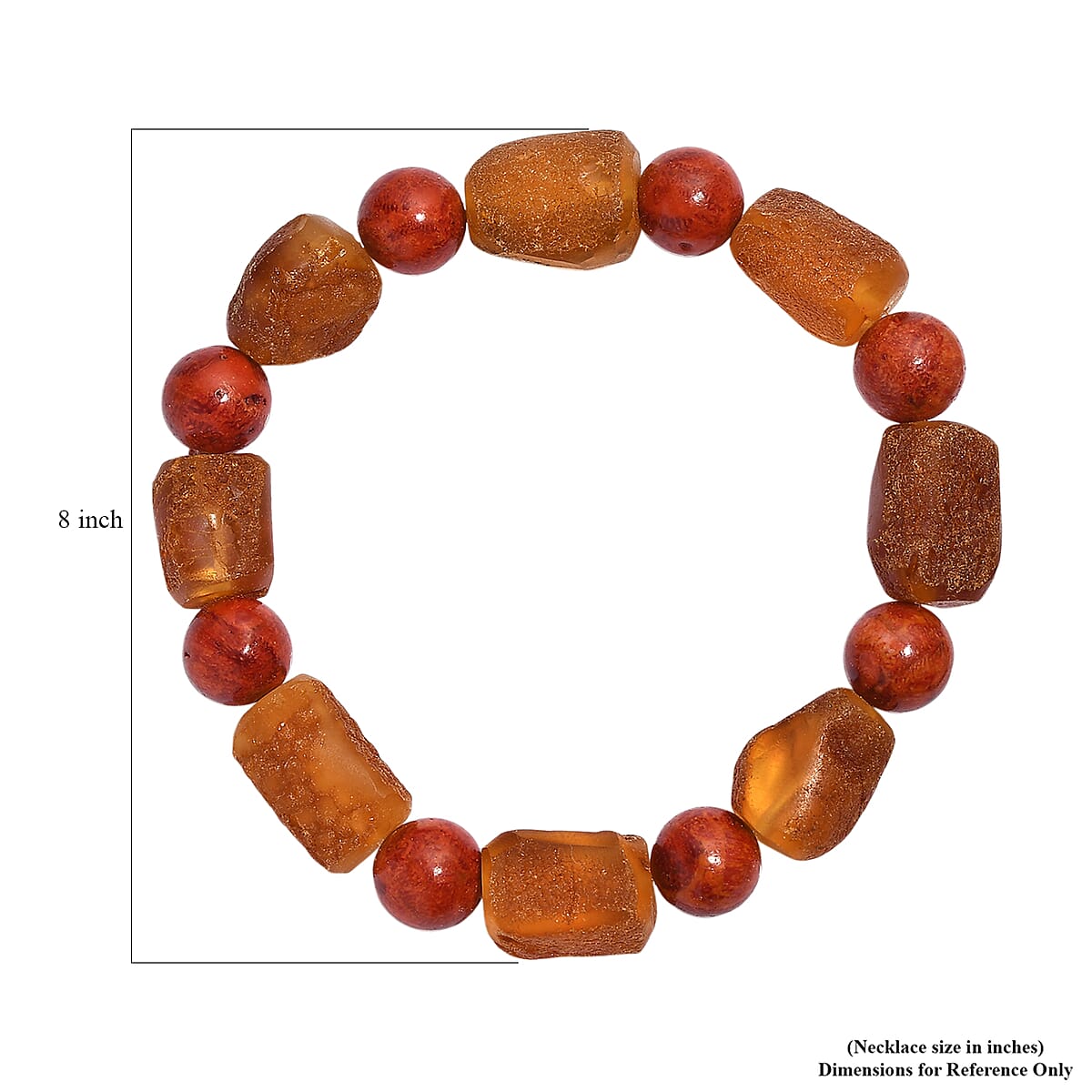 Baltic Amber and Coral Stretch Bracelet image number 4