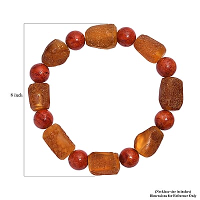 Baltic Amber and Coral Stretch Bracelet
