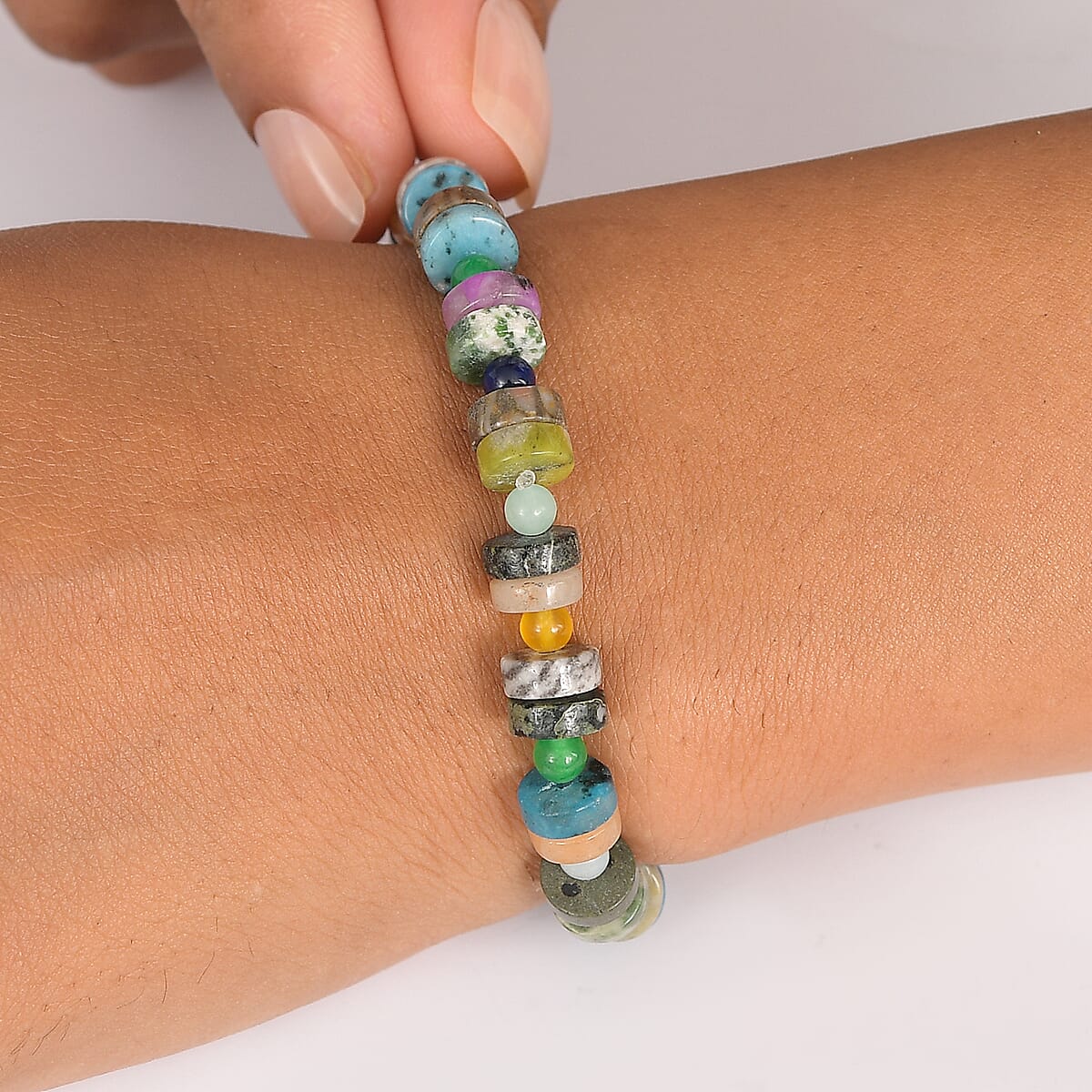 Multi Gemstone 88.15 ctw Beaded Stretch Bracelet image number 2