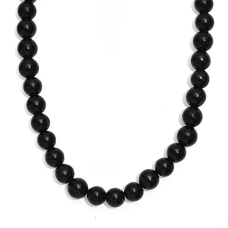 EverTrue Shungite 200.00 ctw Beaded Necklace in Platinum Bond 20 Inches