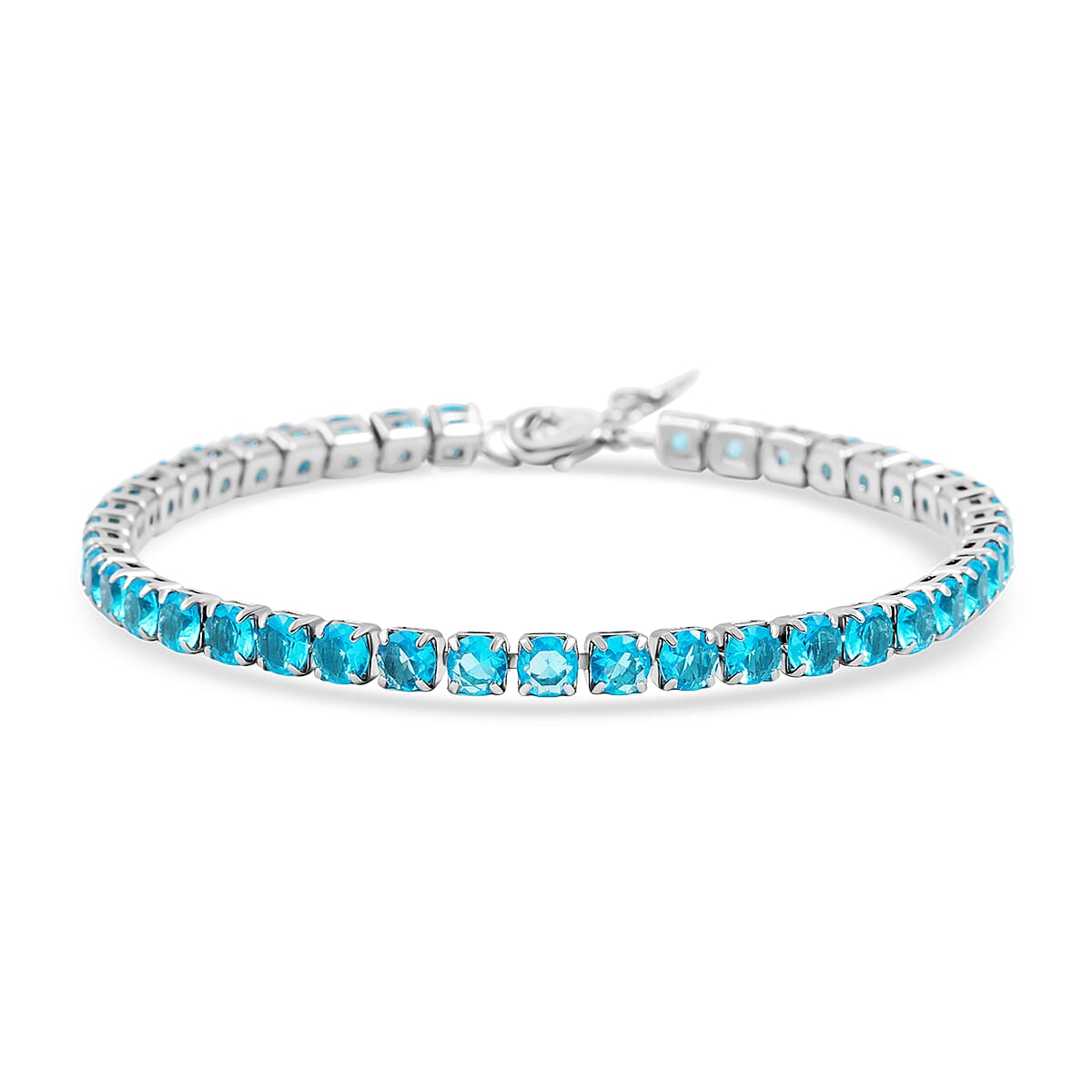Ankur's Tresure Chest Simulated Paraiba Toumaline Bracelet in Silvertone (7.50 In) 9.65 ctw image number 0