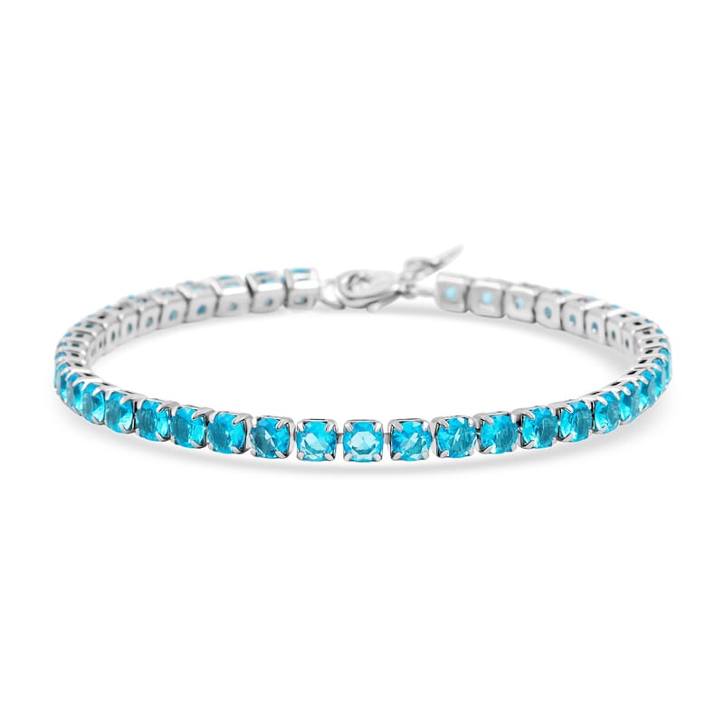 Simulated Paraiba Tourmaline Bracelet in Silvertone (7.50 In)