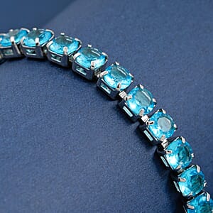 Simulated Paraiba Tourmaline Bracelet in Silvertone (7.50 In)