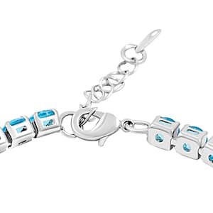 Simulated Paraiba Tourmaline Bracelet in Silvertone (7.50 In)
