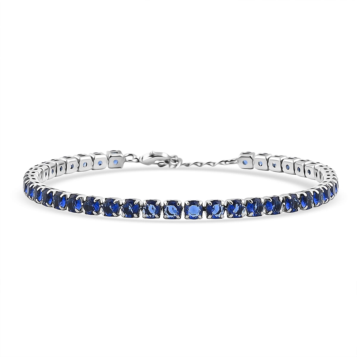 Simulated Ceylon Blue Sapphire Bracelet in Silvertone (7.50 In) 9.65 ctw image number 0