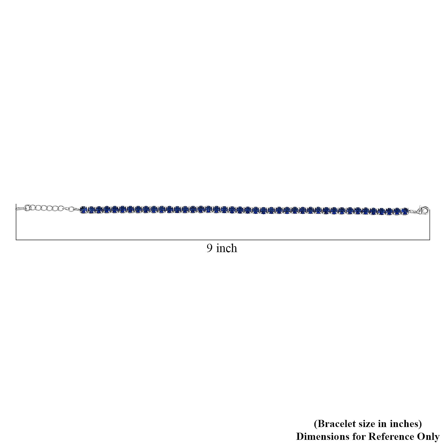 Simulated Ceylon Blue Sapphire Bracelet in Silvertone (7.50 In) 9.65 ctw