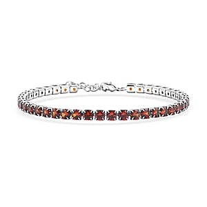 Ankur's Tresure Chest Simulated Red Sapphire Bracelet in Silvertone (7.50 In) 9.65 ctw