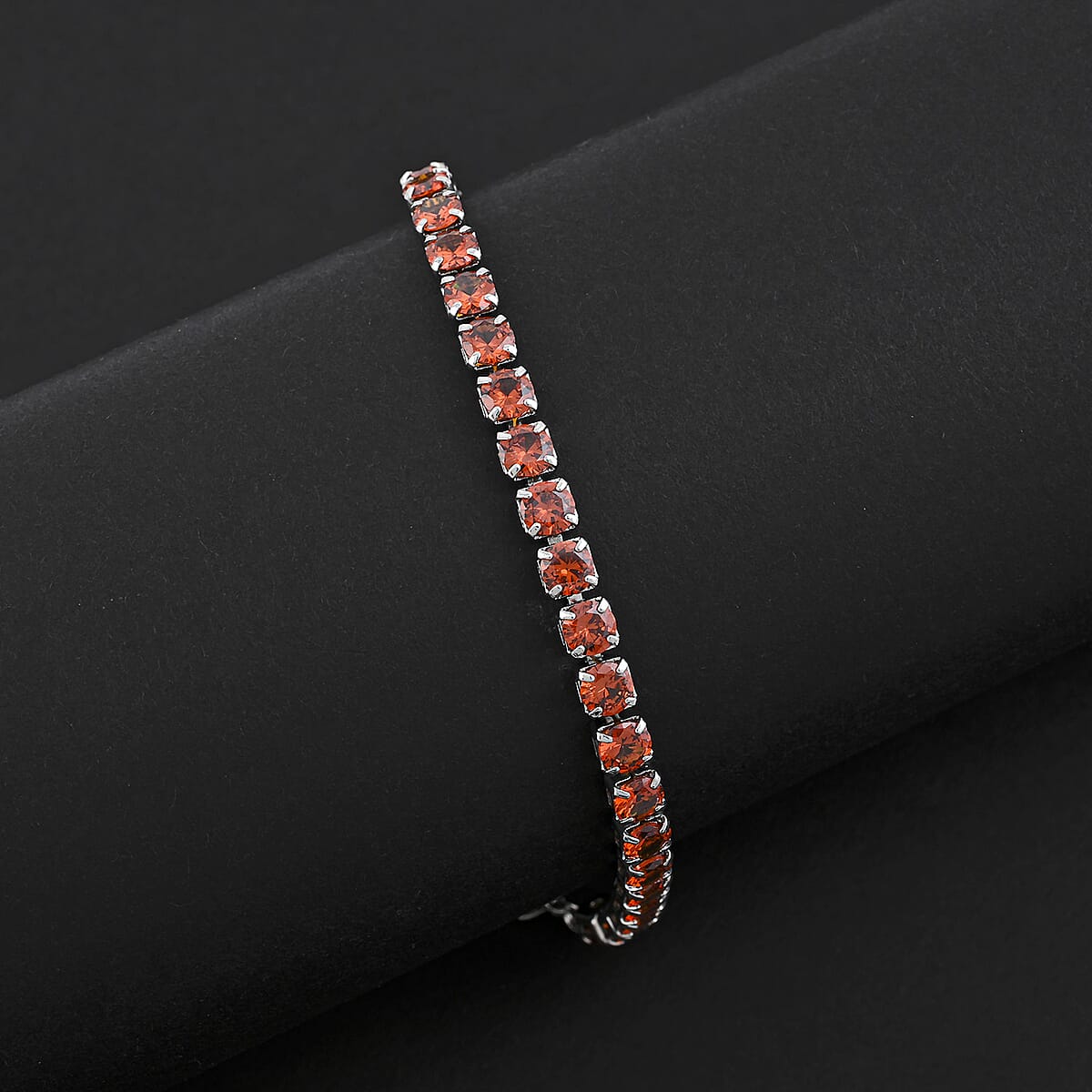 Ankur's Tresure Chest Simulated Red Sapphire Bracelet in Silvertone (7.50 In) 9.65 ctw image number 1
