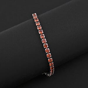 Ankur's Tresure Chest Simulated Red Sapphire Bracelet in Silvertone (7.50 In) 9.65 ctw